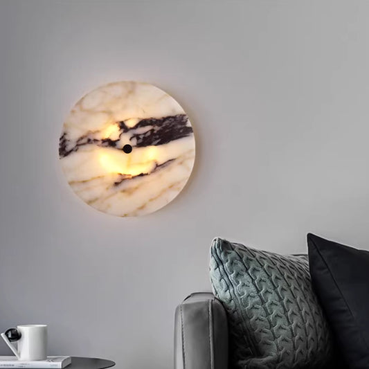Round Natural Marble Wall Lamp