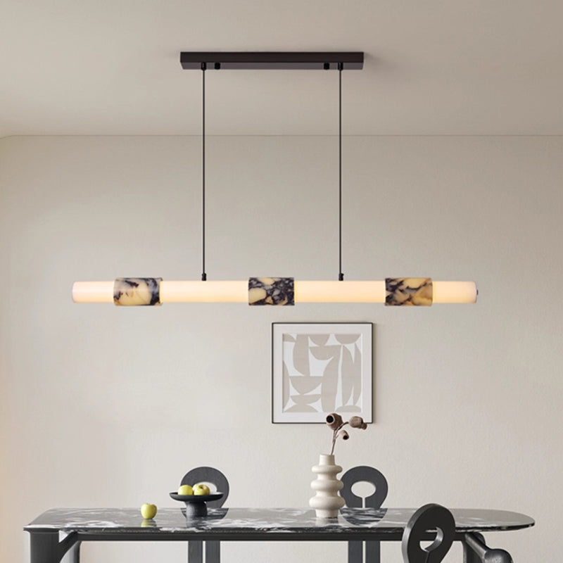 Designer-designed electroplated marble chandelier, L47.24"