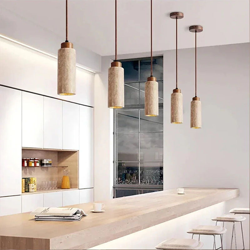 Square Round Travertine Pendant Lamp
