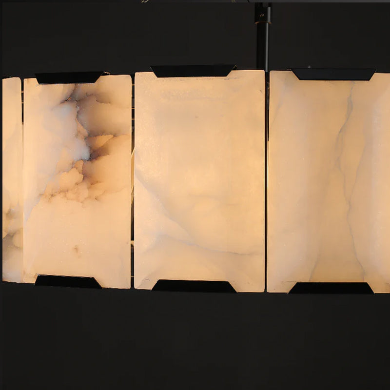 Charles Multicurve Calcite Round Chandelier, Modern Illuminate Lamp for Living Room