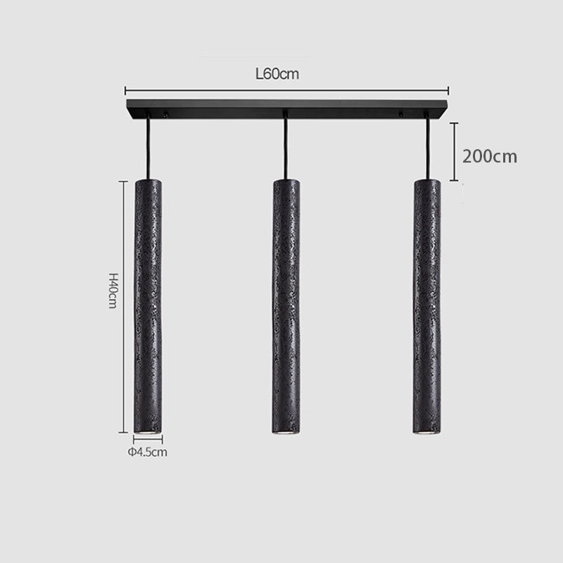 Black natural travertine chandelier H15.75" 3 Heads