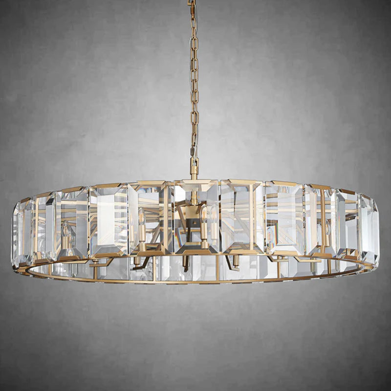 Charles Modern Crystal Round Chandelier Lacquered Brass