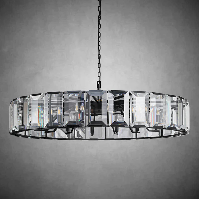 Charles Modern Crystal Round Chandelier Matte Black Round 43"