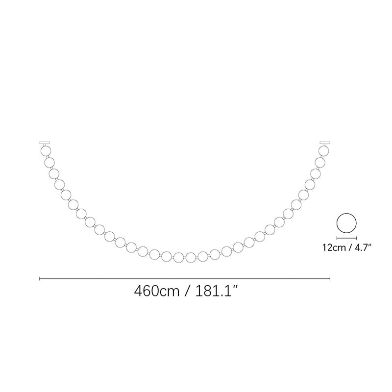 Luxurious Pearl Necklace Chandelier Brass 1 Chain 32Balls Size: L 460cm L 181.1″ (Ball: Dia 12cm ∅ 4.7″)