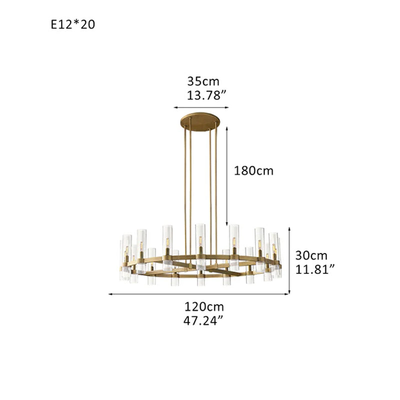 Foyer Dimming Lighting Vintage Brass Stainless Wheel Ravelle Clear Glass Round Chandelier