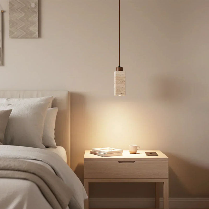 Square Round Travertine Pendant Lamp