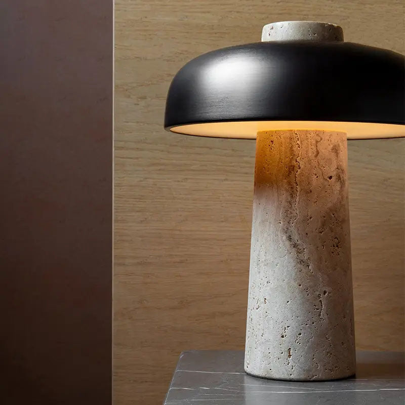 Natural Travertine Nordic Design Wabi Sabi Style Bedroom Table Lamp