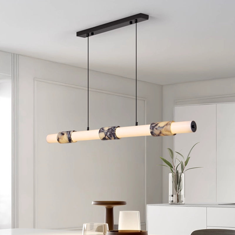 Designer-designed electroplated marble chandelier, L47.24"