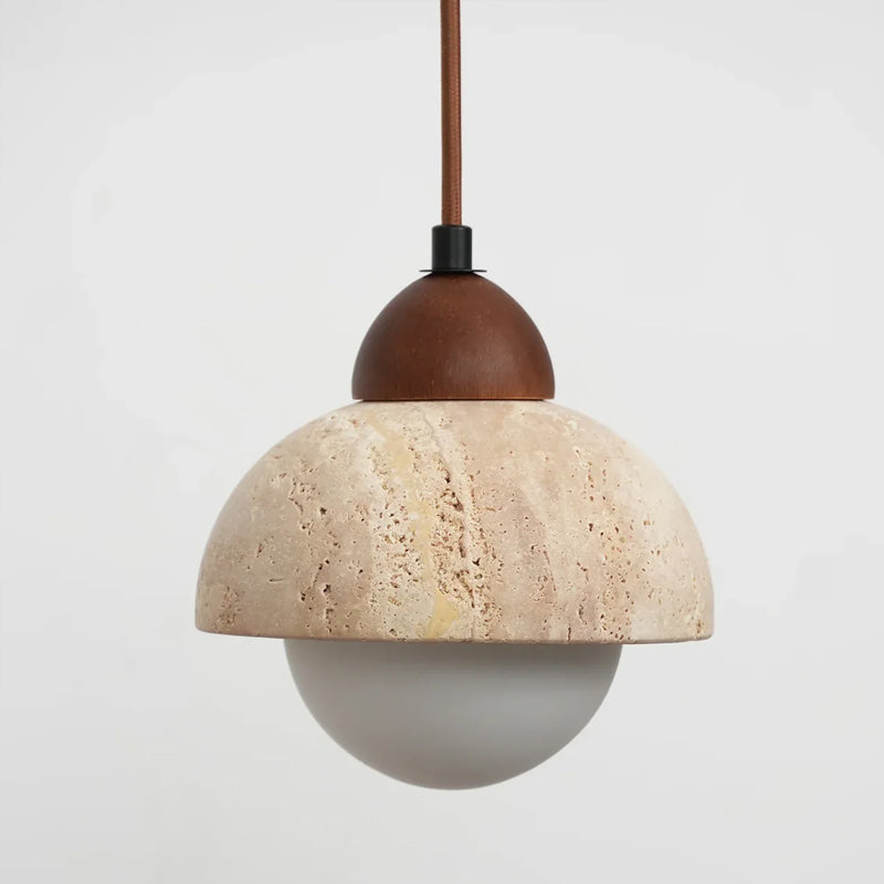 Travertine Glass Semicircle Pendant Light