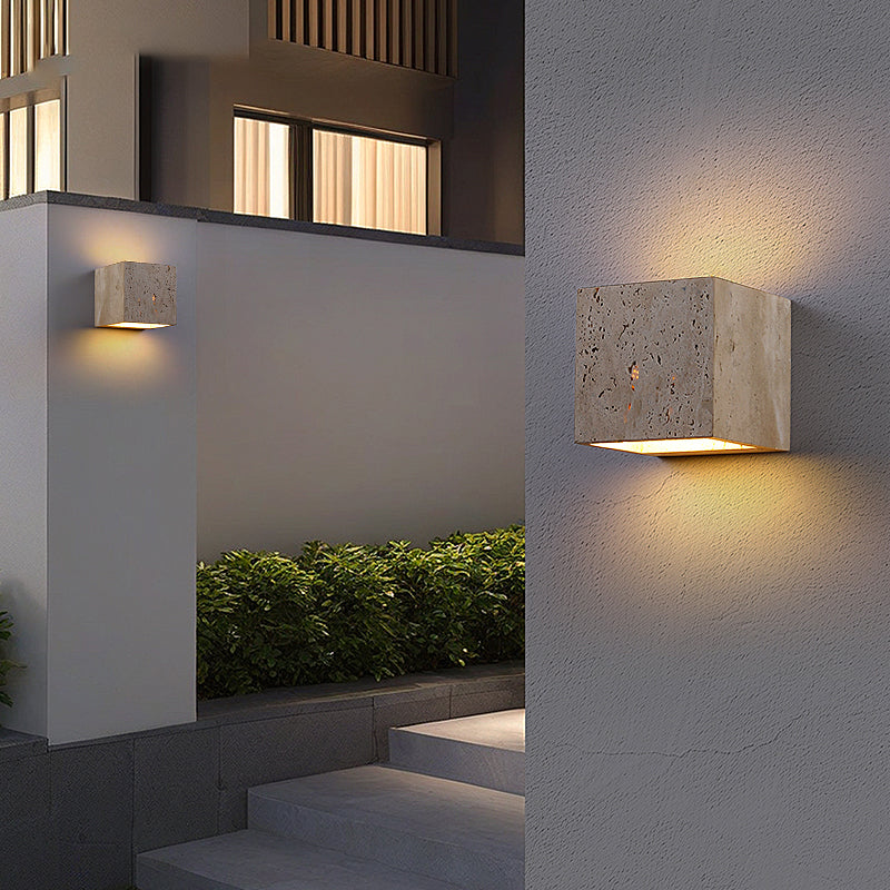 Natural yellow travertine outdoor wall lamp IP68