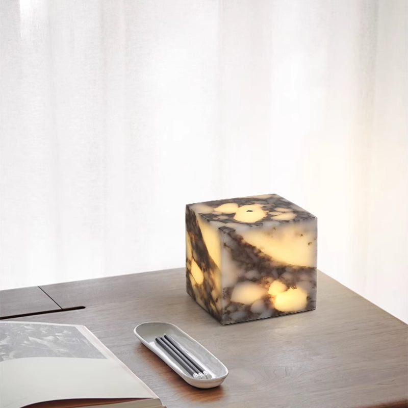 Square LED Touch Table Lamp Marble Fixture