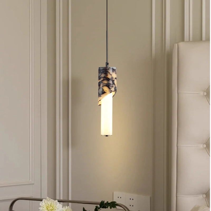 Adjustable linear marble chandelier