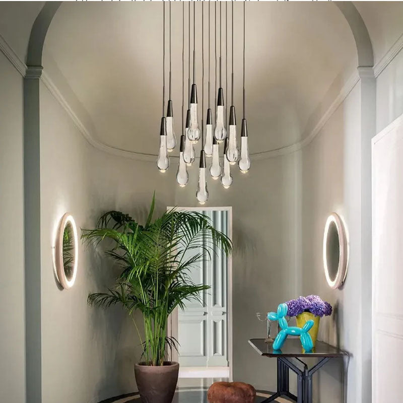 Solitaire Glass Linear Chandelier Lighting 37'' 50'' 70'' 87"W 120"W