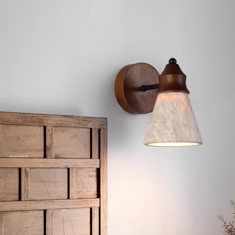 Conical Travertine Wall Lamp