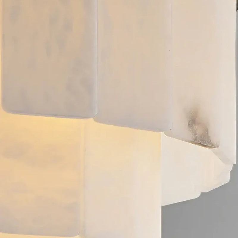 Rectangular Double-Layer Alabaster Chandelier