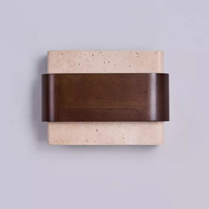 Solid Wood Yellow Travertine Wall Lamp