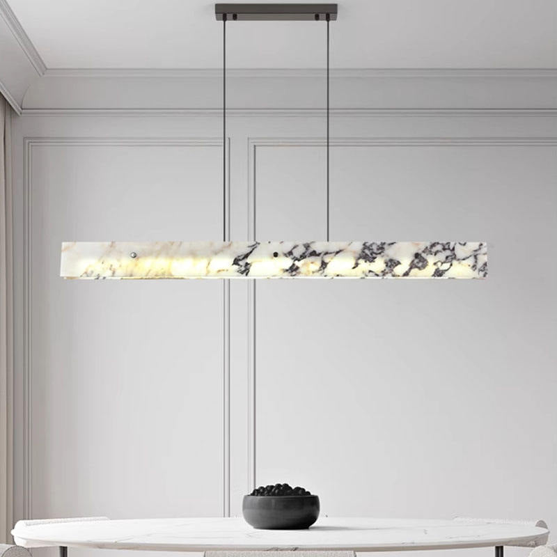 Natural marble dining room chandelier, L47.24"