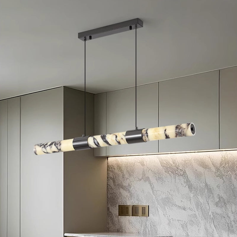 Natural marble dining room chandelier, L36.22"