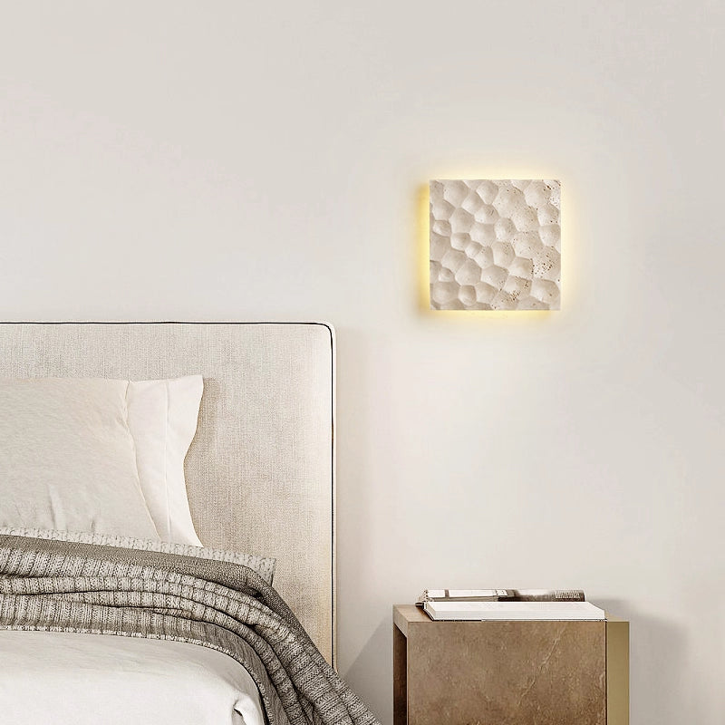 Square LED Wall Lamp Yellow Travertine Living Room Wall Lamp