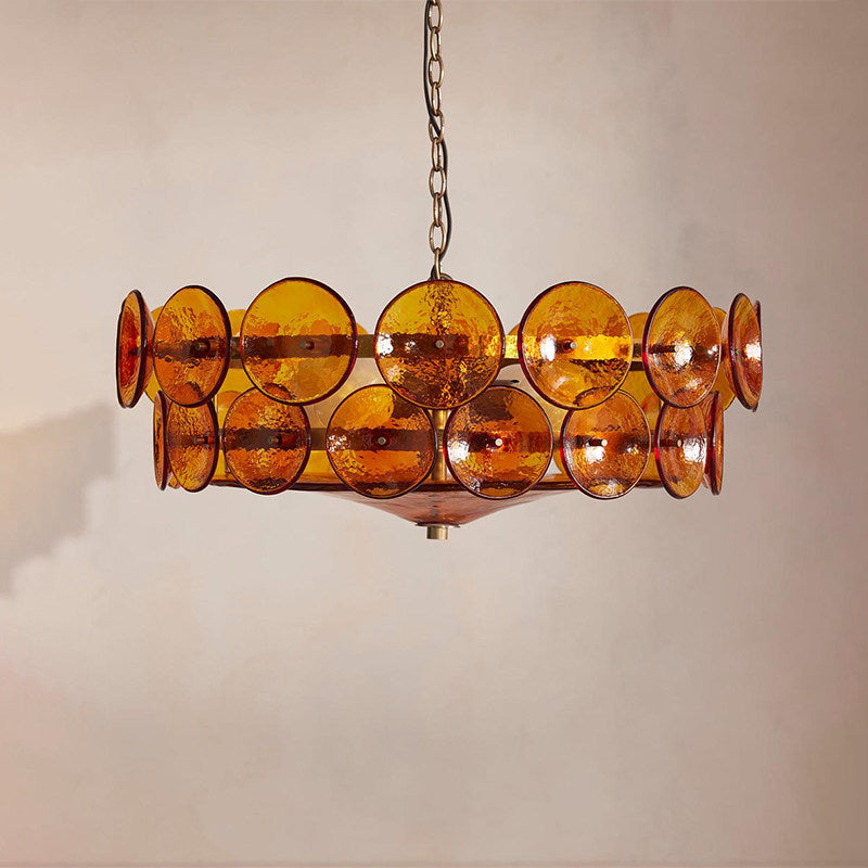Modern Glass Chandelier Amber