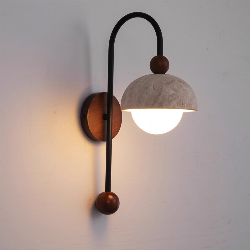 Natural yellow travertine wall lamp for bedroom and hallway lighting