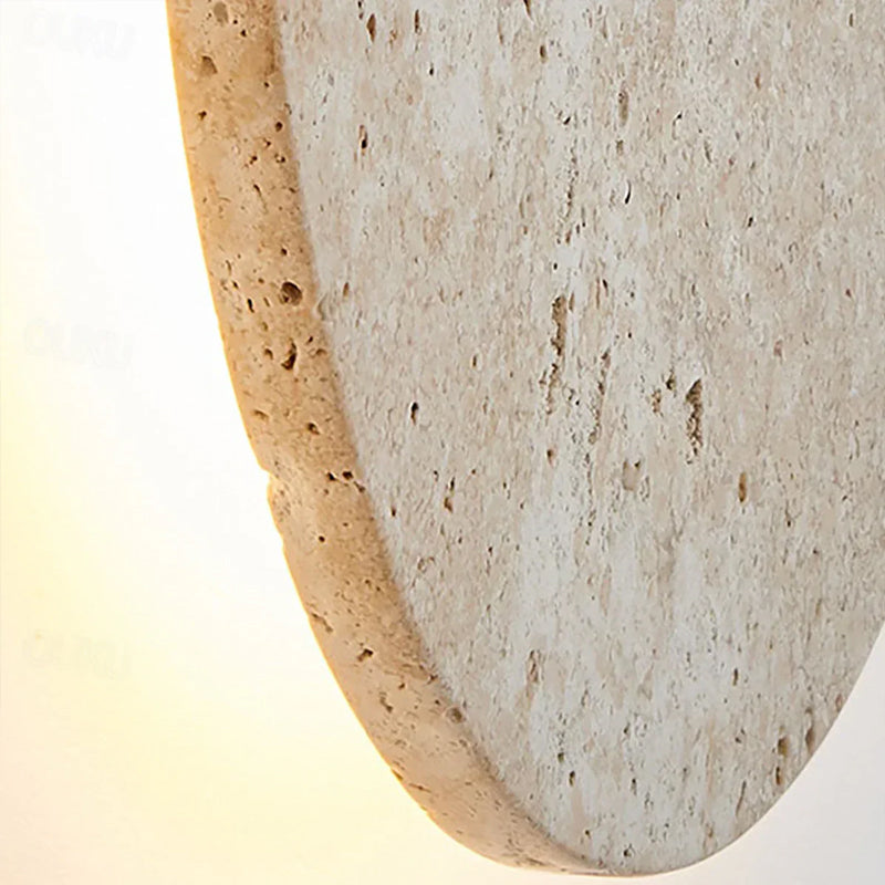 Round Natural Travertine Wall Lamp