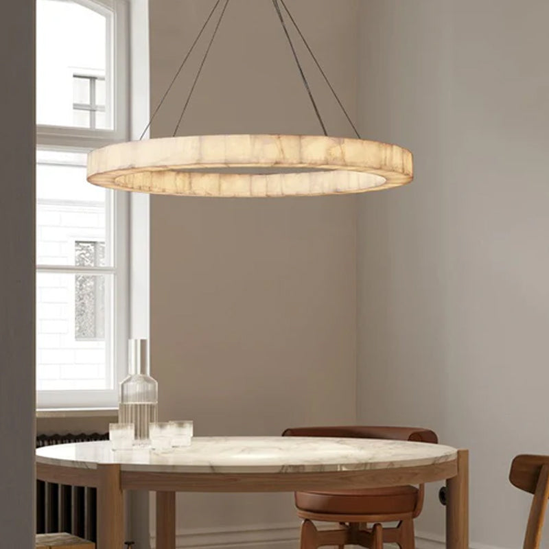 Vintage Rivage Round Calcite Alabaster Chandelier Collection Wide 31" 40" for foyer decor