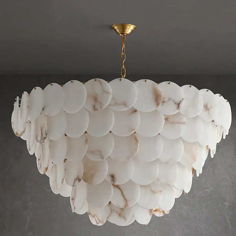 Alabaster Multi-Layer Brass Chandelier