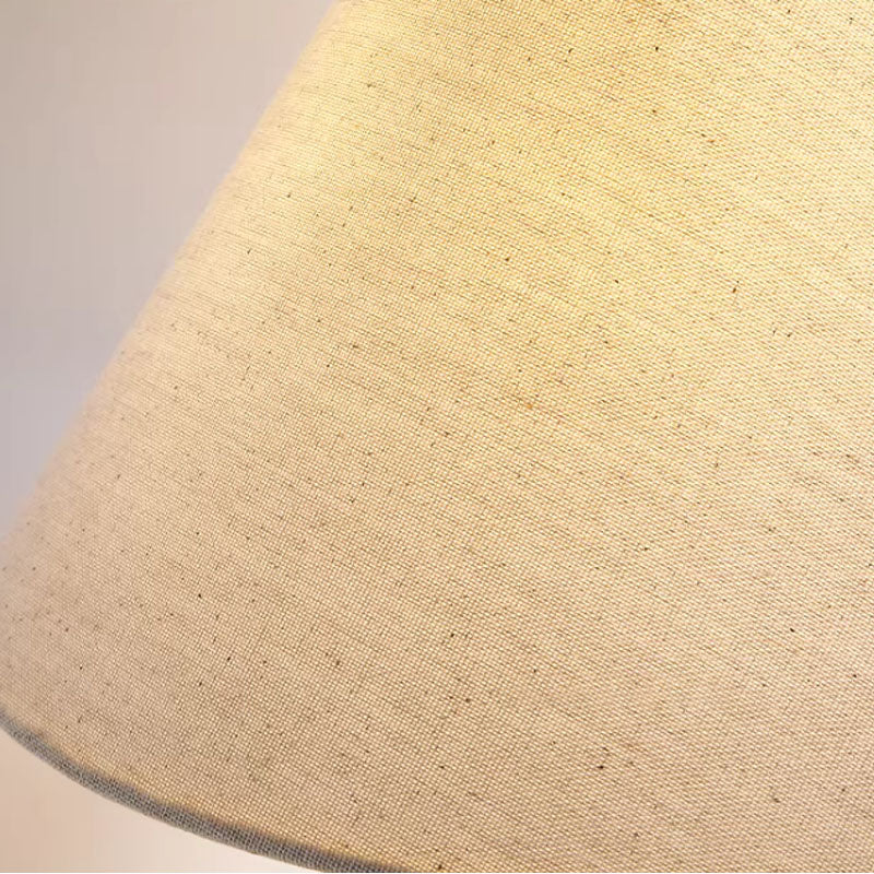 Yellow travertine table lamp with white lampshade