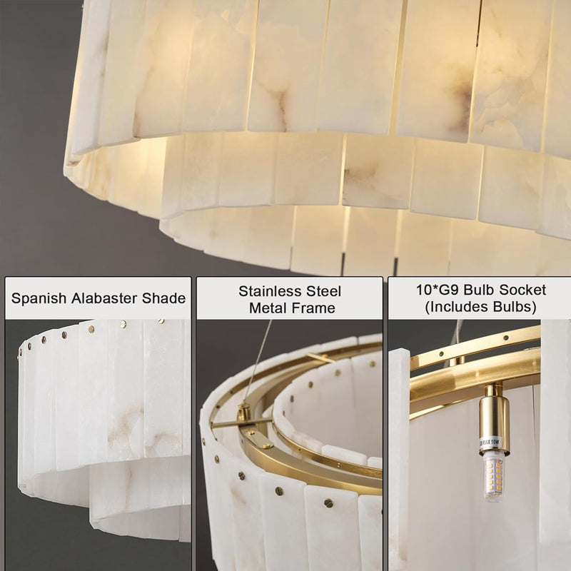 Alabaster Chandeliers D23in Round Chandeliers for Dining Room Small Chandelier Light Fixture for Kitchen Living Room Foyer Entryway Hallway