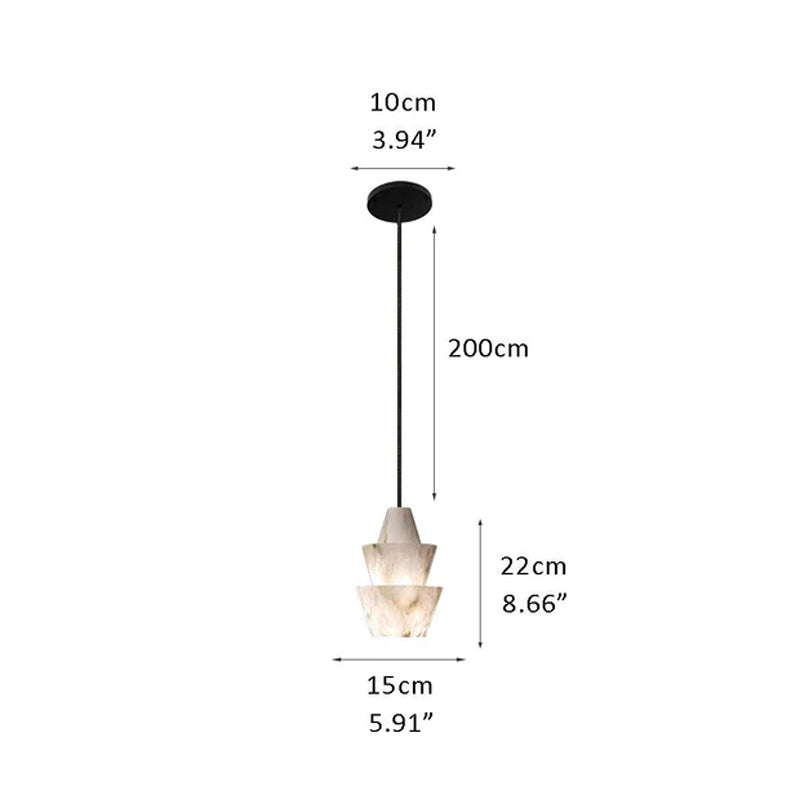 Brianna Alabaster Dining Table Pendant Modern Stacked Conical Pendant Light Black B-D5.91"