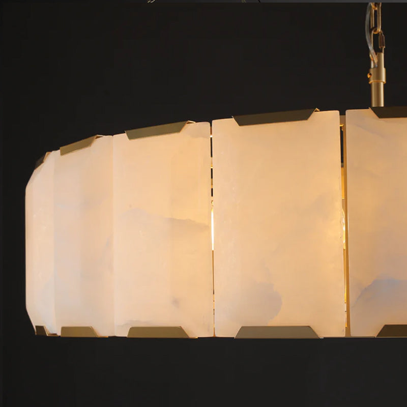 Charles Multicurve Calcite Round Chandelier, Modern Illuminate Lamp for Living Room