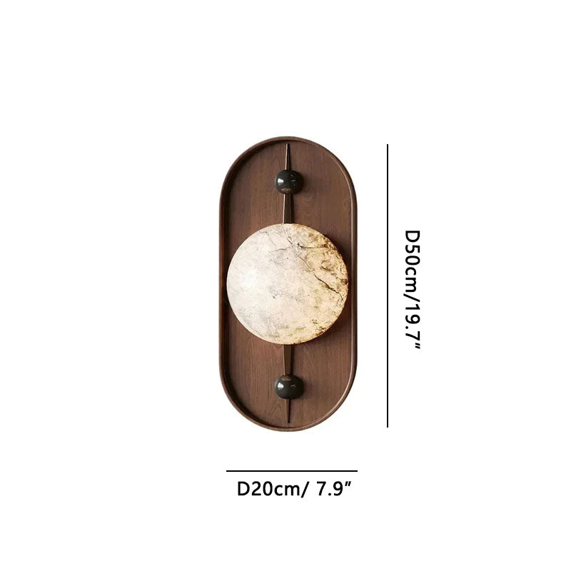 Alabaster Bezel Wall Lamp Dark wood Dia 20cm x H 50cm ∅ 7.87″ x H 19.69"
