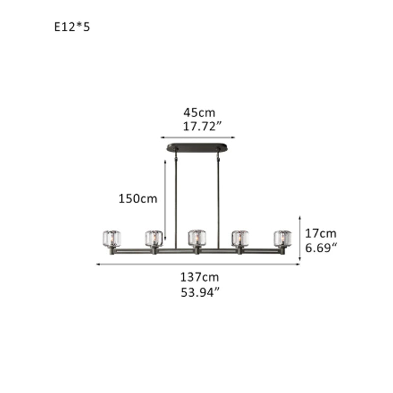 6/12 Light Candle Style Traditional Chandelier with Crystal Accents fordining room table Black 5 Light L53.94"