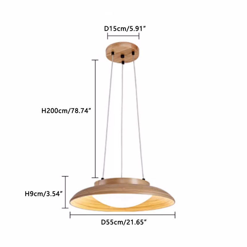 Natural Bamboo Chandelier Light Wood Dia 55 cm x H 9 cm Dia 21.65 x H 3.54 inch