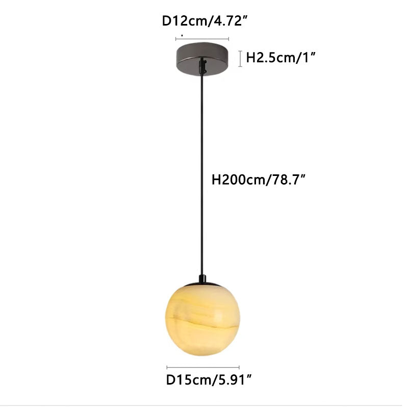Ball Natural Marble Pendant Lamp White Dia 15 cm x H 15 cm ∅ 5.91″ x H 5.91″