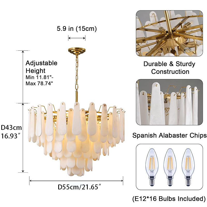 D31.5 in Modern Feathery Round Chandelier Diameter 21.65 inches * Height 16.93 inches Diameter 55 cm * Height 43 cm