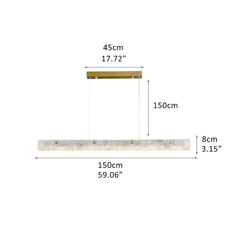 Scandinavian Natural Marble Long Strip Linear Pendant Light for Kitchen Island living room