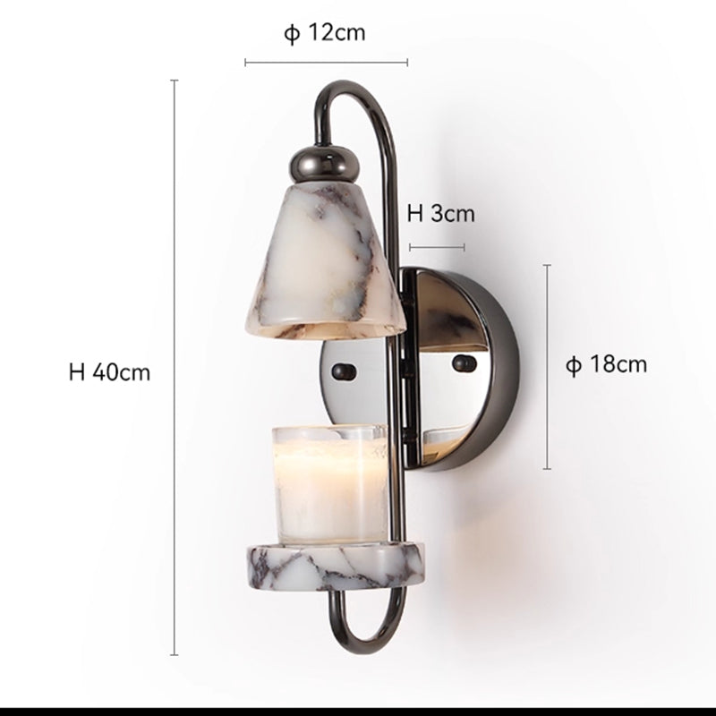 Natural Marble Decorative Wall Sconce Black D4.27“*H15.75" D12cm*H40cm