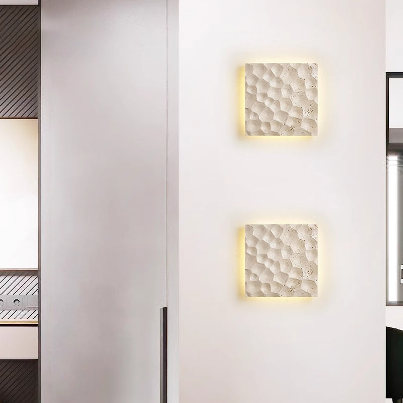 Square LED Wall Lamp Yellow Travertine Living Room Wall Lamp