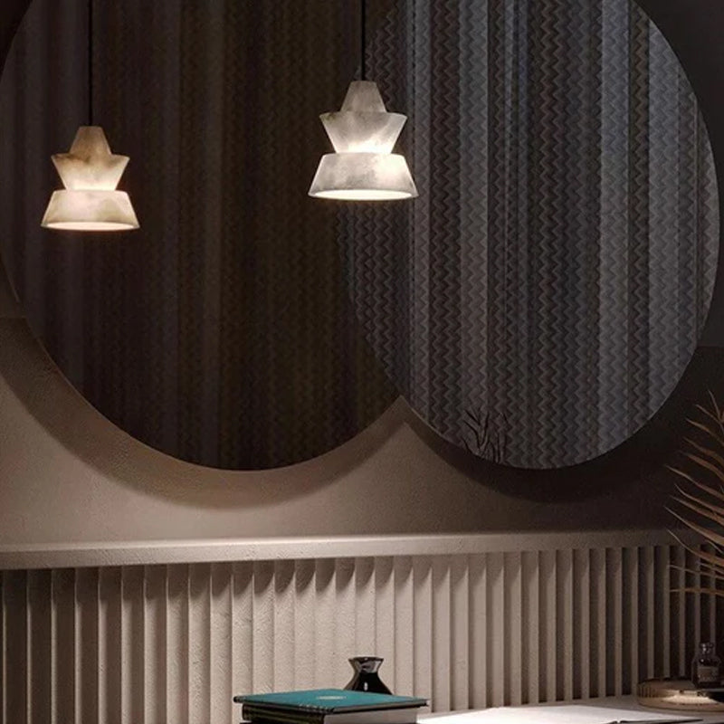 Brianna Alabaster Dining Table Pendant Modern Stacked Conical Pendant Light