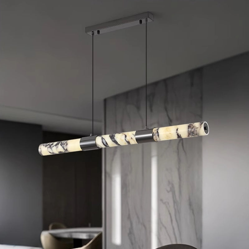 Natural marble dining room chandelier, L36.22"
