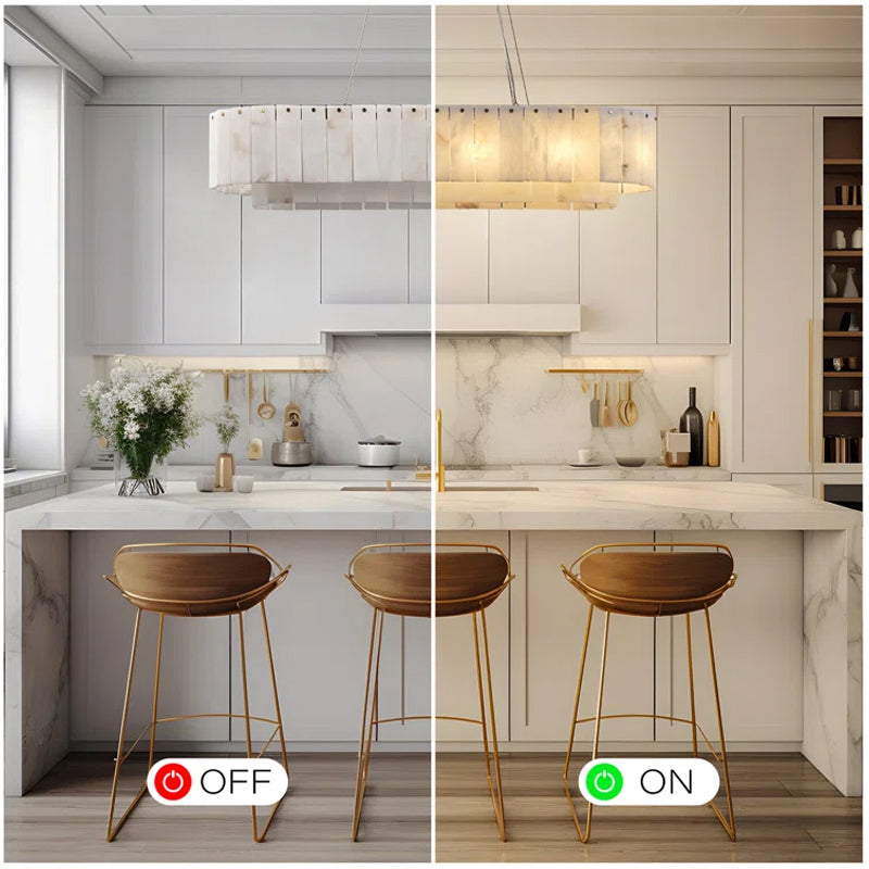 Alabaster Rectangular Chandelier for Dining Room, L39in Modern Chandeliers, Adjustable Marble Pendant Light Fixture, Rectangle Chandelier for Dining Table Living Room Kitchen Island (Bulbs INCL)