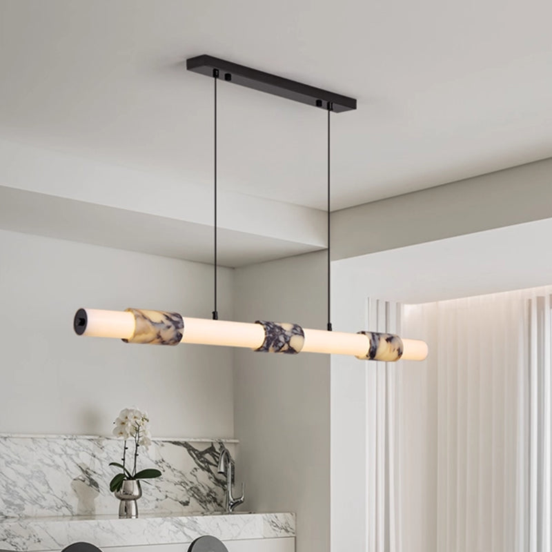 Designer-designed electroplated marble chandelier, L47.24"