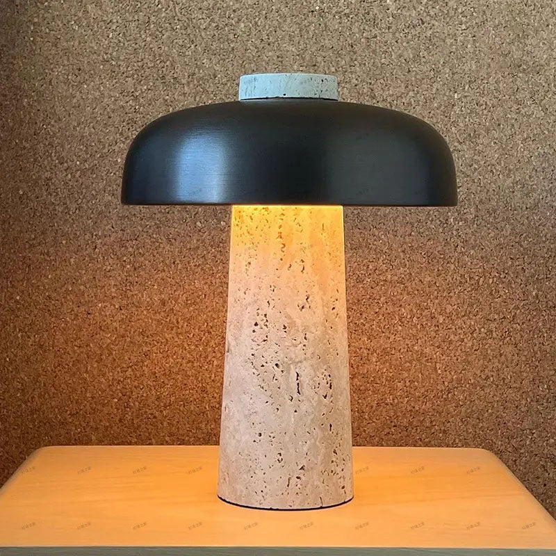 Natural Travertine Nordic Design Wabi Sabi Style Bedroom Table Lamp