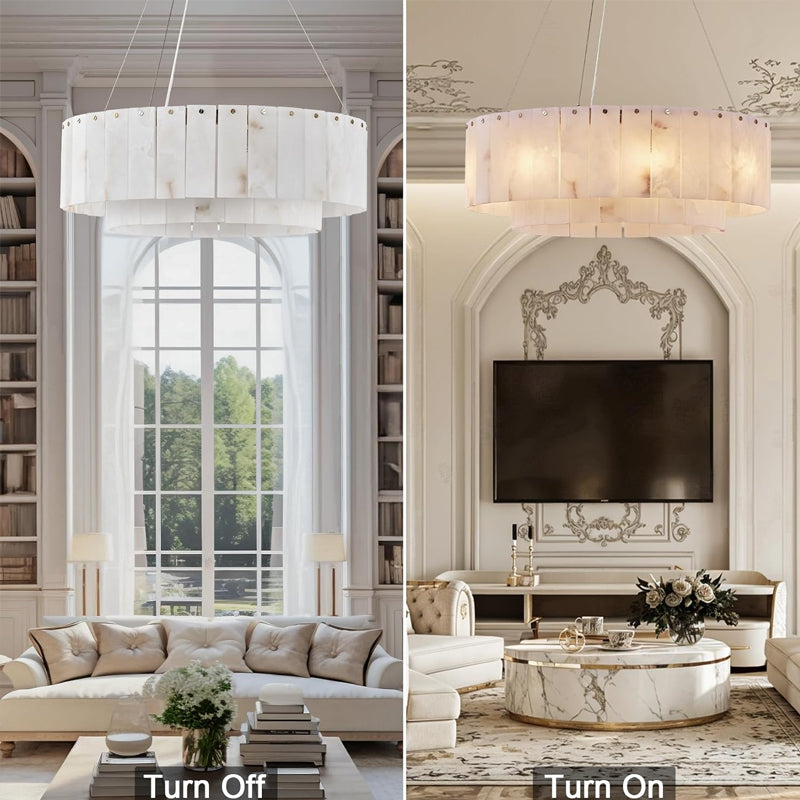 Alabaster Chandeliers D23in Round Chandeliers for Dining Room Small Chandelier Light Fixture for Kitchen Living Room Foyer Entryway Hallway