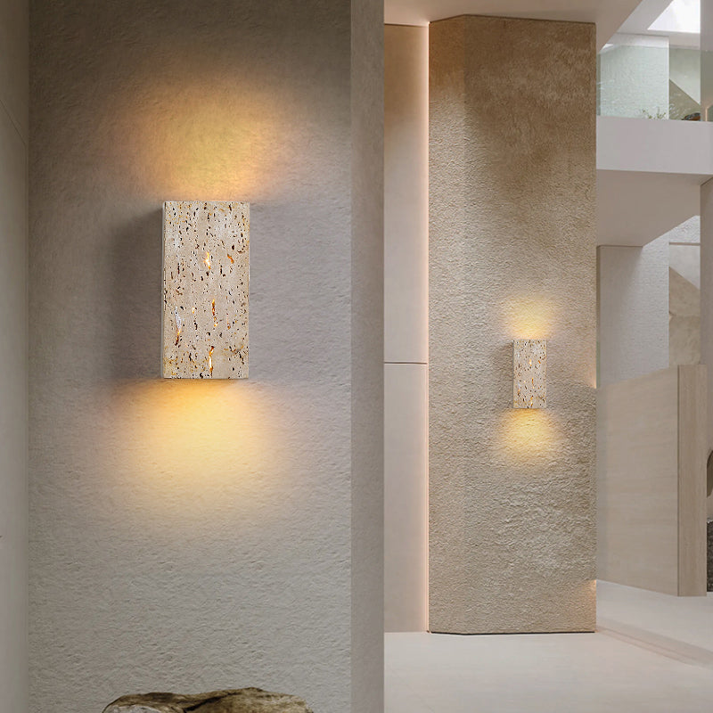 Natural yellow travertine outdoor wall lamp IP68
