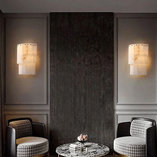 Alabaster Wall lamp in brass for Living room