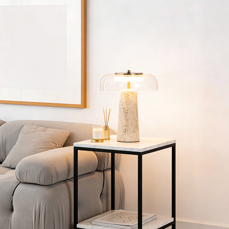 Yellow travertine table lamp