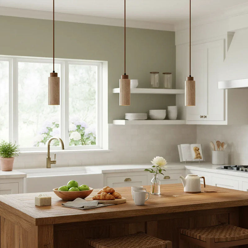 Square Round Travertine Pendant Lamp